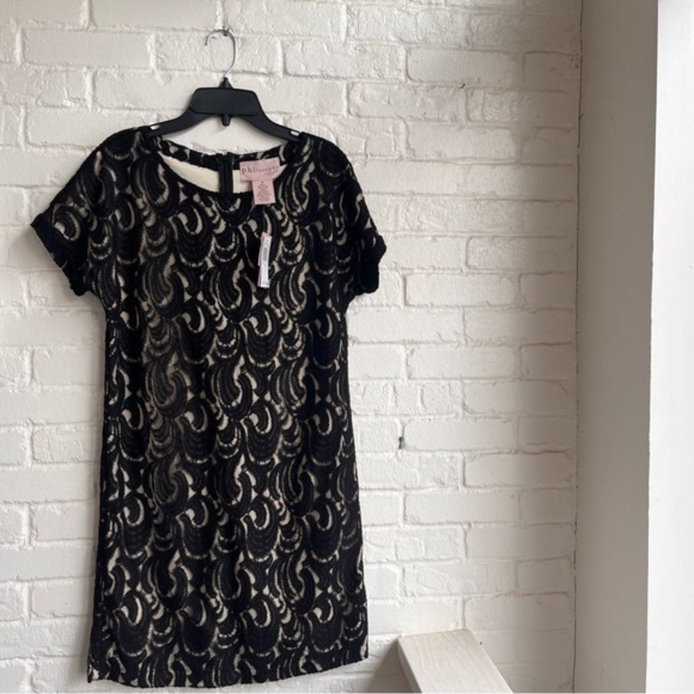 Philosophy Black and Tan lace mini Dress Size Small